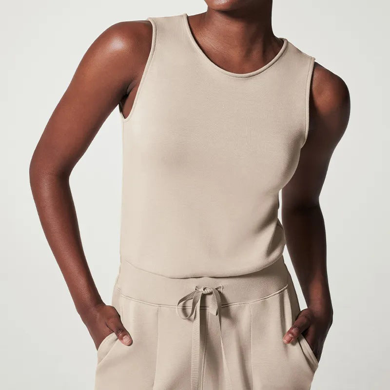 Damen Jumpsuit Luftig Bequem Mit Gürtel Aus Atmungsaktivem Polyester-2