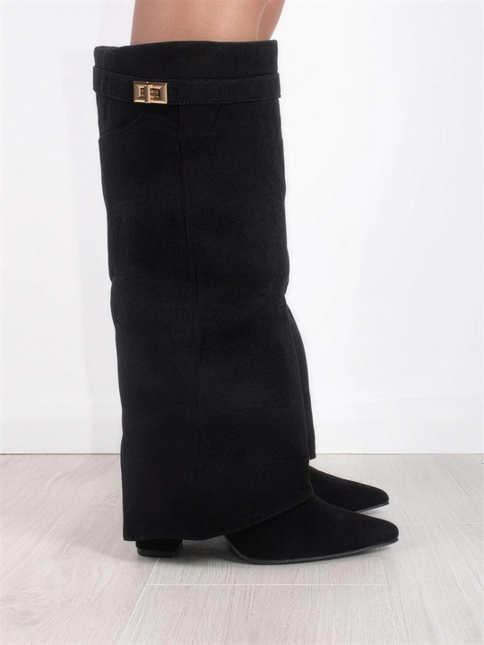 Damen Kniehohe Stiefel Mit Blockabsatz Stylish Und Bequem