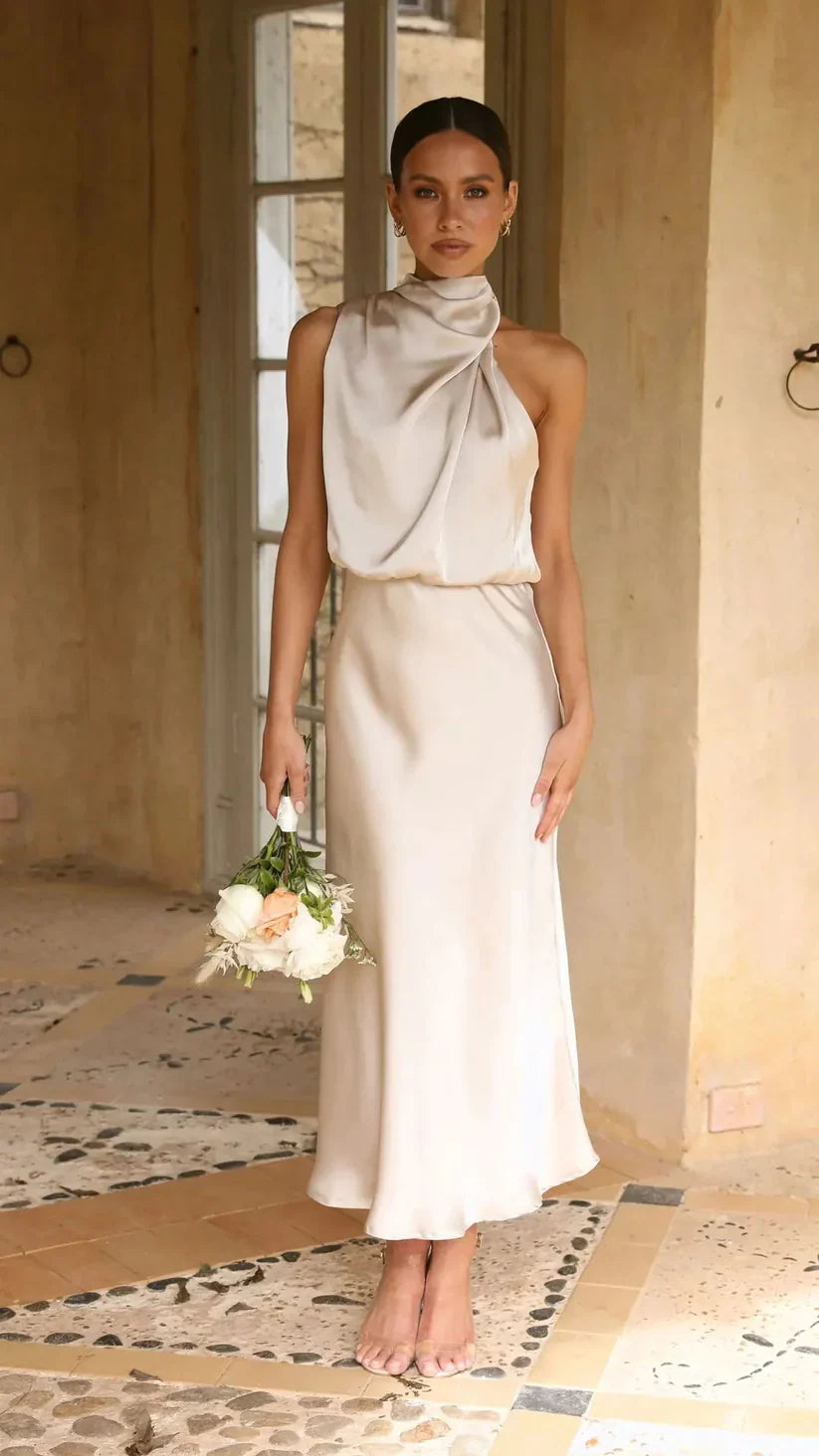 Variant image for Damen Abendkleid One-Shoulder Satin Elegantes Cocktailkleid für Festliche Anlässe-6