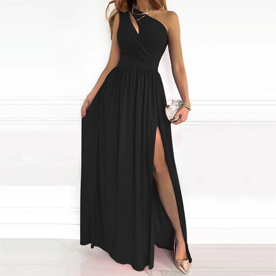 Damen Kleid Asymmetrisch Mit Hohem Schlitz Aus Polyester Für Festliche Anlässe 5