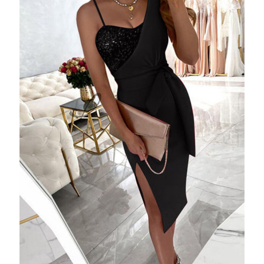 Damen Festliches Kleid Schimmerndes Material Elegantes Design für Hochzeitsgast-6