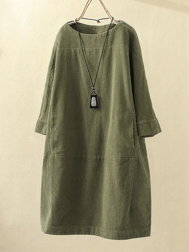 Variant image for Damen Kleid Langarm Elegant Cord für Festliche Anlässe-19