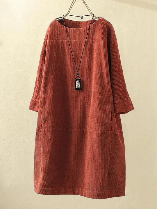 Variant image for Damen Kleid Langarm Elegant Cord für Festliche Anlässe-25