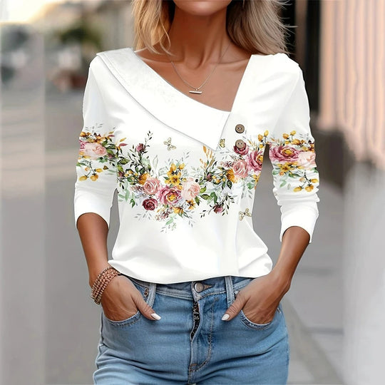 Damenbluse Floral Langarm Elegant 100% Polyester 5