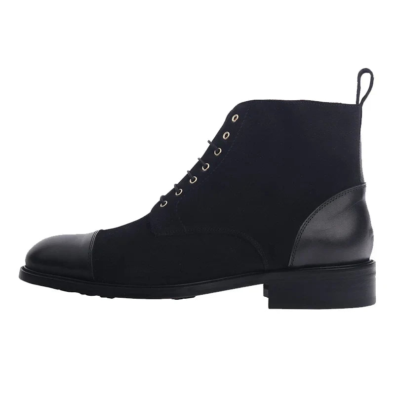 Herrenstiefel Elegantes Design Leder Schwarz Braun Winter-4