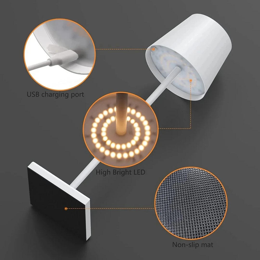 Kabellose Tischlampe LED Weiß Modern Elegantes Design für Innen- und Außenbereich-5