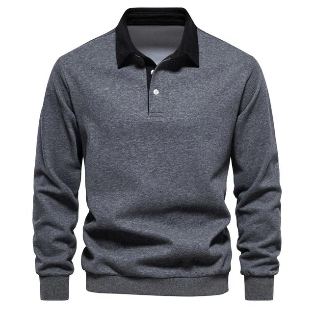 Variant image for Herren Langarm Poloshirt Klassischer Kragen 100% Baumwolle-15