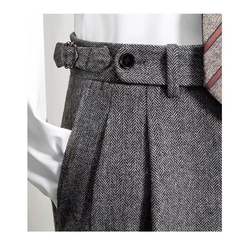 Herren Freizeithose Lässiger Tweed Stil Entspannt 100% Tweed 6