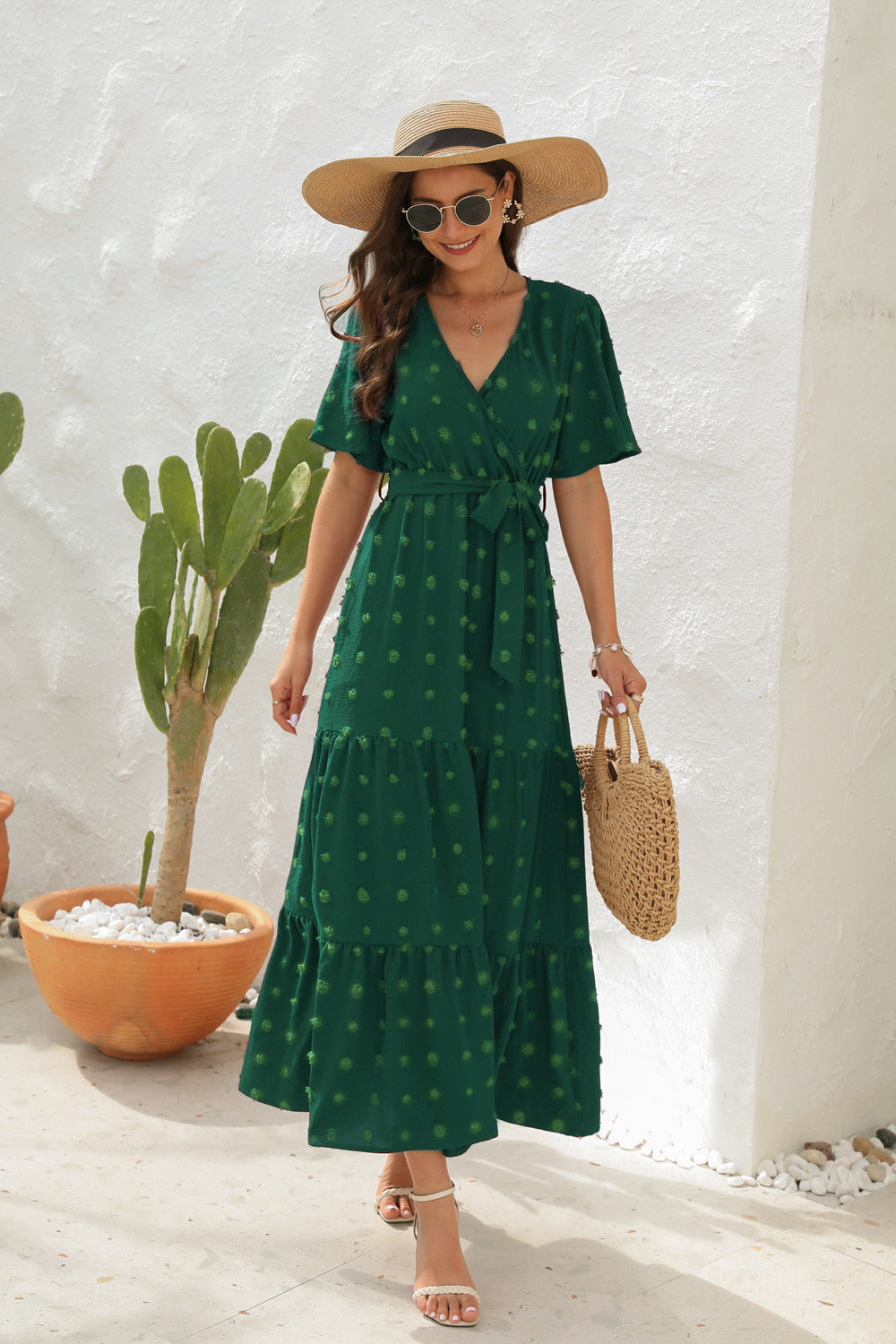 Damen Midi Kleid Groovy Baumwolle Sommerkleid für Elegante Anlässe-2
