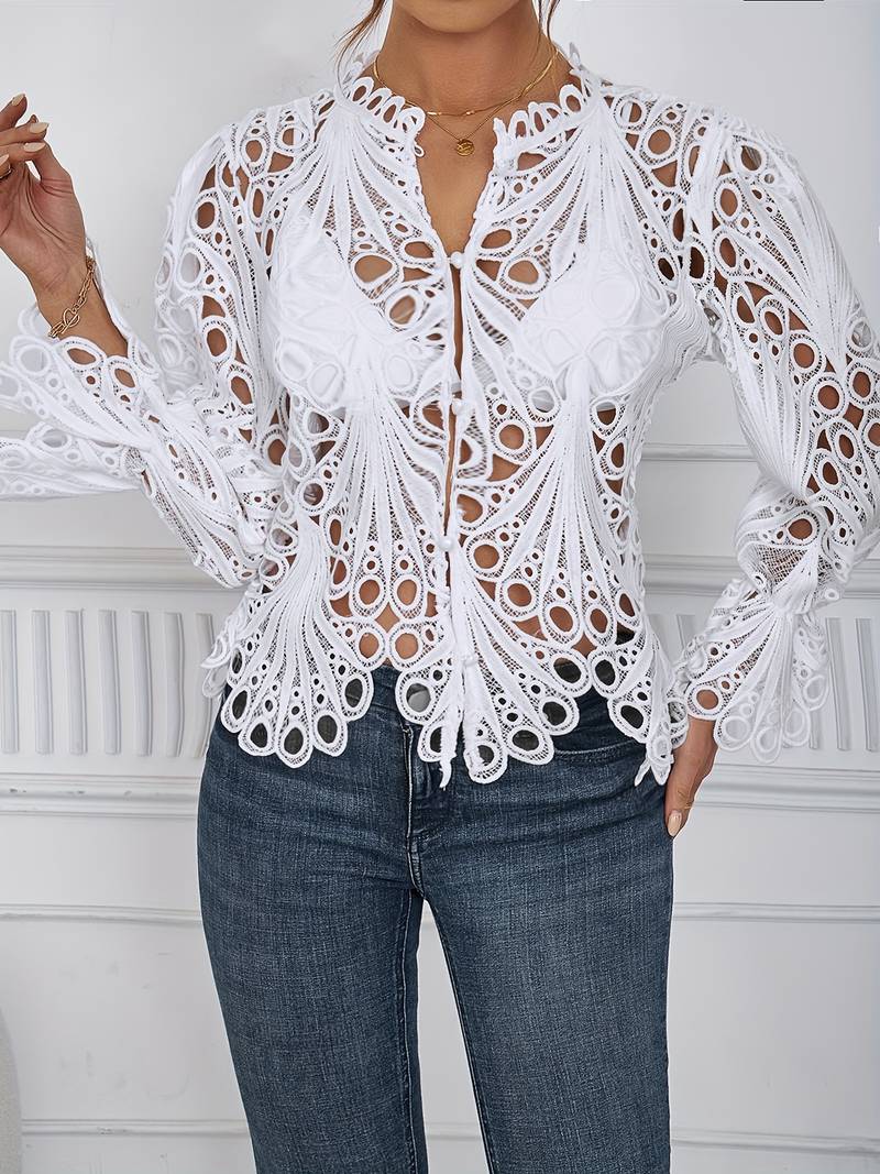 Damen Bluse Asymmetrisch mit Cut-Outs, Elegante Blusen für Festliche Anlässe, Hochwertiger Stoff-6