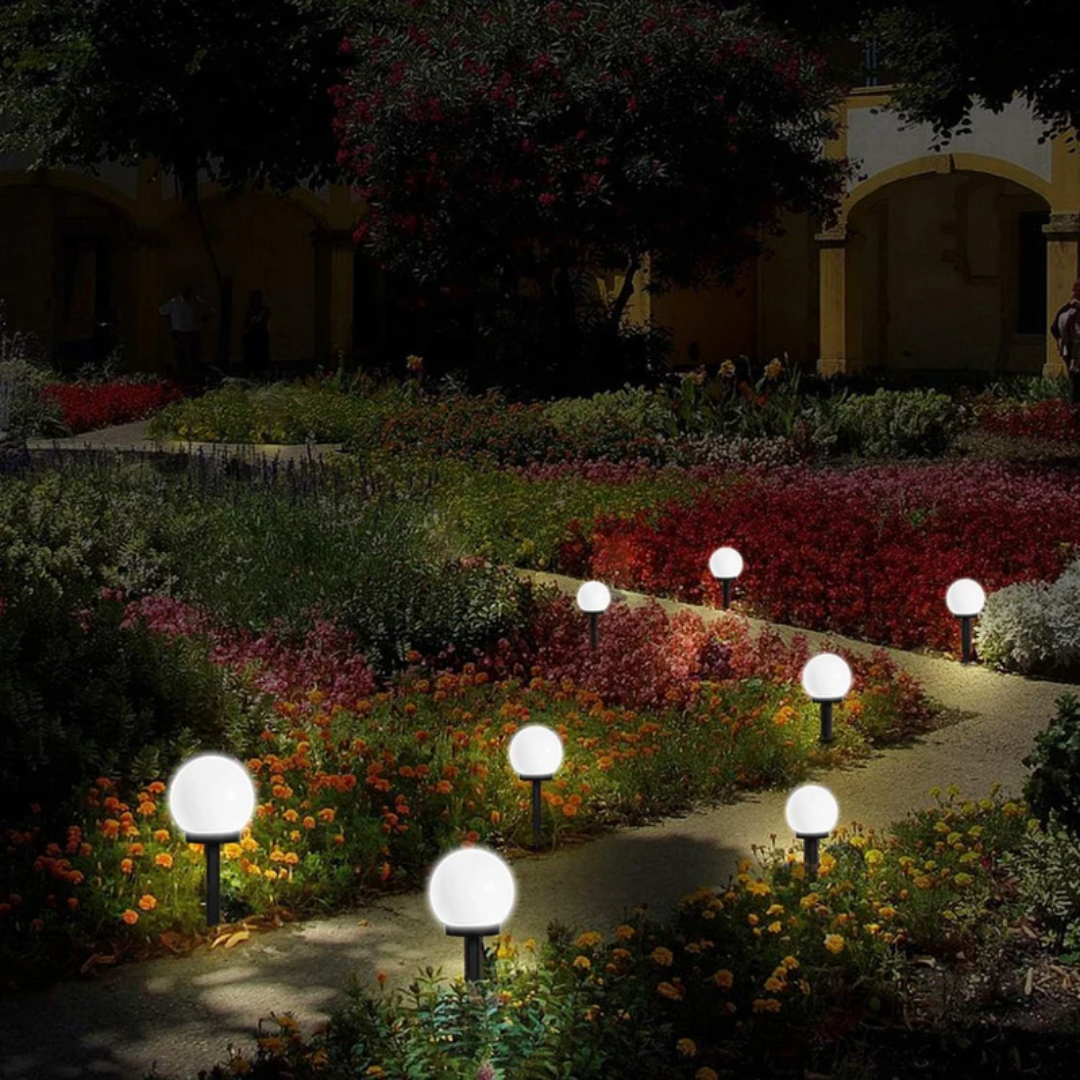 3-teilige Solar Gartenleuchten Kugel Design 5