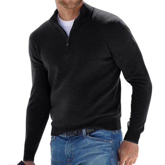 Herren-Pullover mit Viertelreißverschluss bequemer Baumwollmischgewebe Stil
