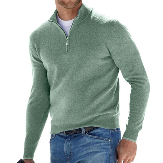 Herren-Pullover mit Viertelreißverschluss bequemer Baumwollmischgewebe Stil