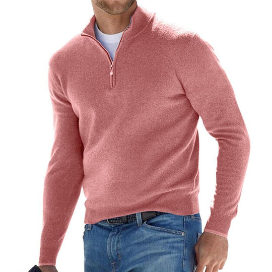 Herren-Pullover mit Viertelreißverschluss bequemer Baumwollmischgewebe Stil