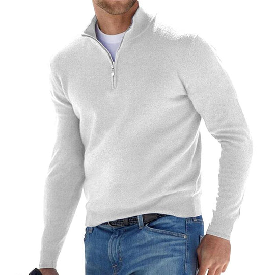 Herren-Pullover mit Viertelreißverschluss bequemer Baumwollmischgewebe Stil