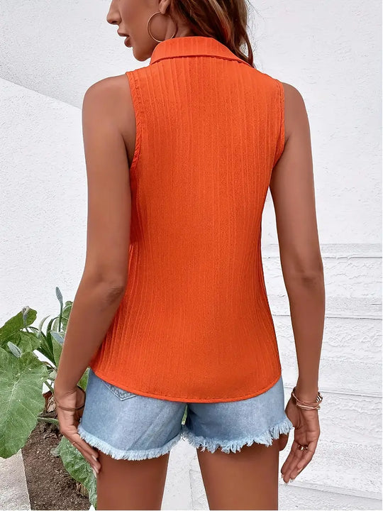 Damen Shirt Ärmellos Trendy Baumwolle Atmungsaktiv-2