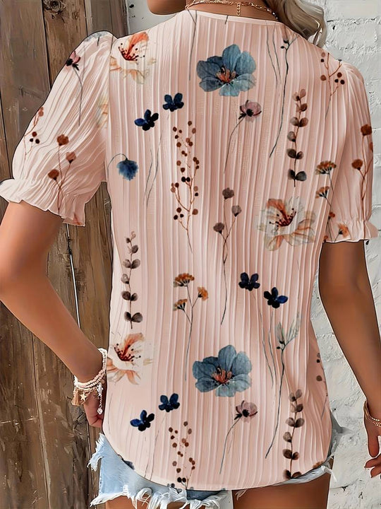Damenbluse V-Ausschnitt Lockeres Polyester für Frühling und Sommer-6