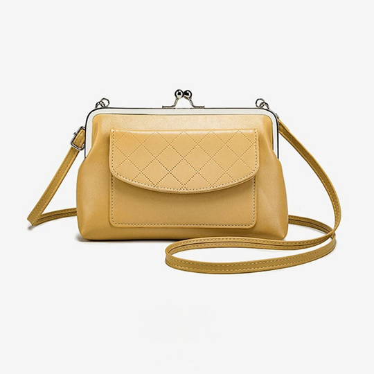 Damen Handtasche Kompakt Kunstleder mit Lippenverschluss 2