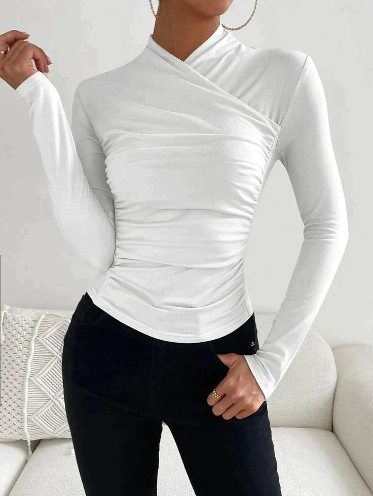 Damen Langarmshirt Elegantes Design Baumwolle Atmungsaktiv Komfortabel 3