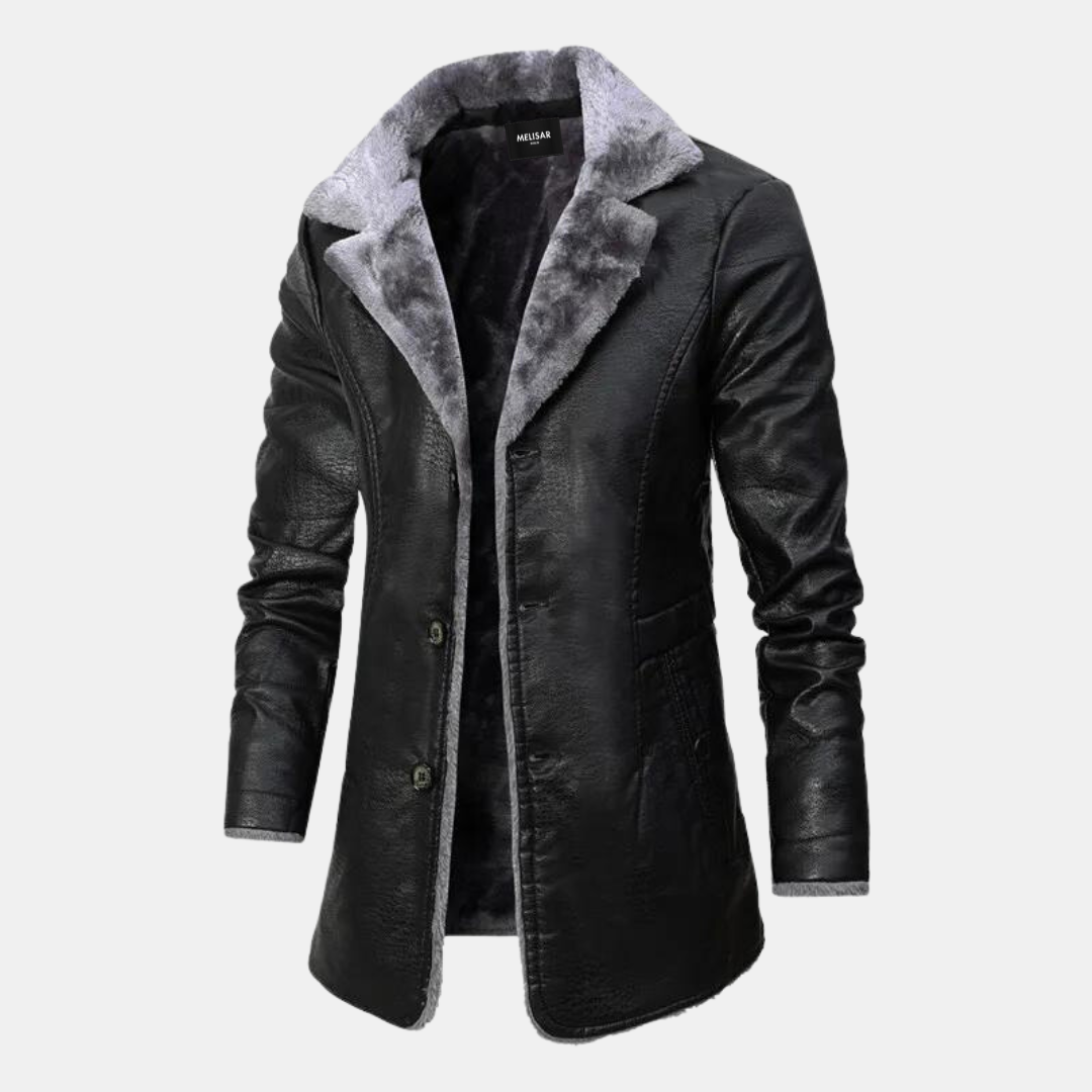 Variant image for Herren Mantel Lang Leder Stilvoll Warm für Winter-1