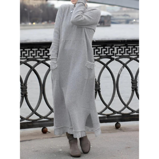 Variant image for Damen Maxi Kleid Elegantes Design Bequem Warmer Stoff-50