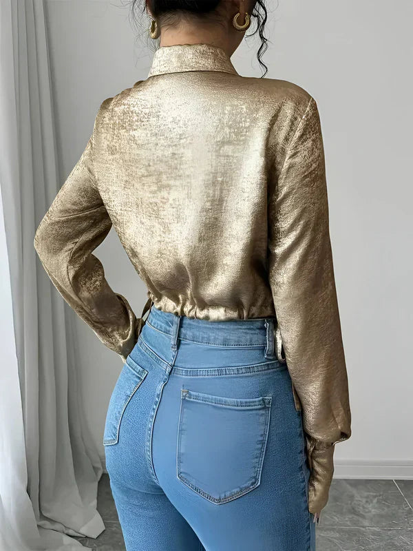 Damenbluse Elegante Satin für Festliche Anlässe, Bequeme Passform, Zeitloses Design-3