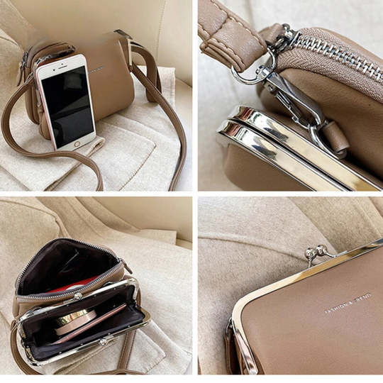 Damen Handtasche Casual Hochwertiges Kunstleder mit Praktischem Clip 6