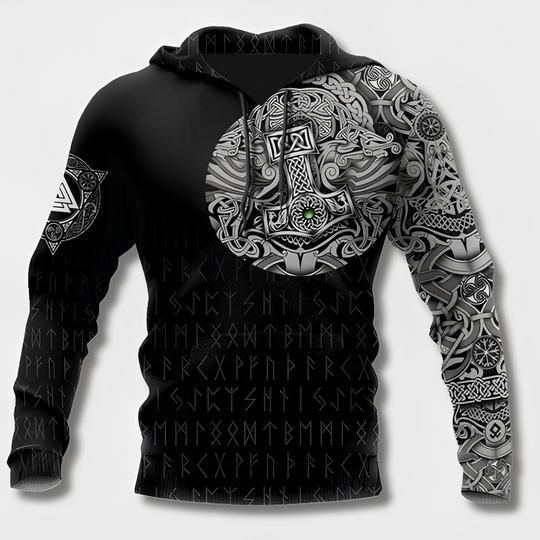 Variant image for Herren Kapuzenpullover Wikinger Stil Bequem Baumwollmischung-33