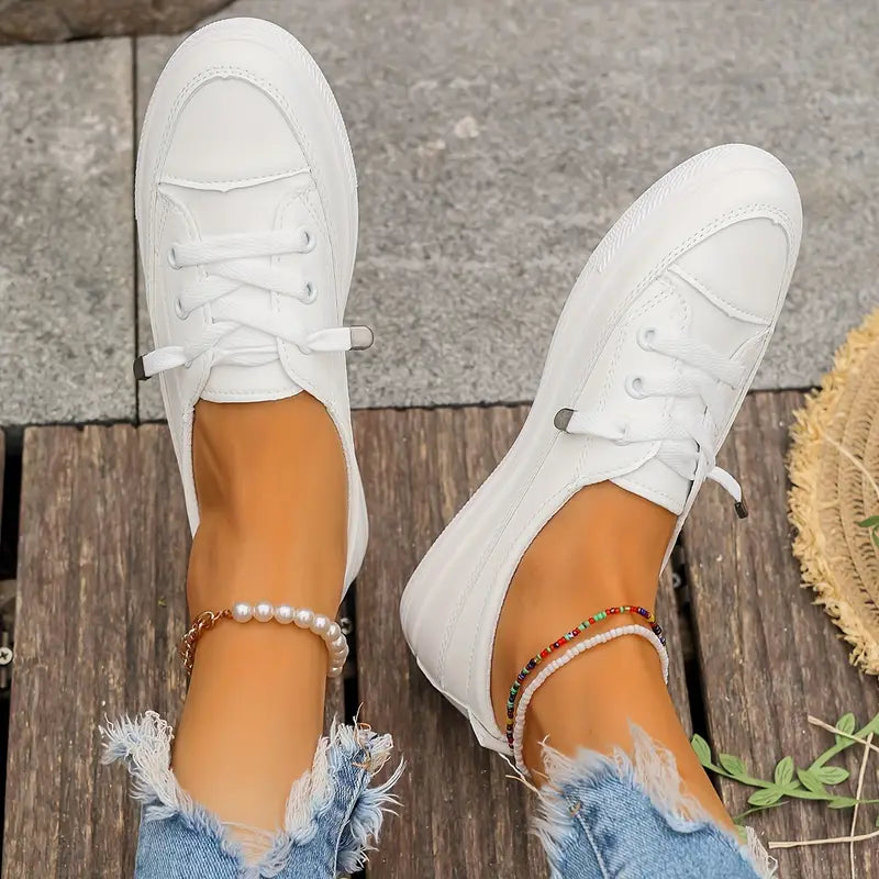 Damen Freizeitschuhe Flach Atmungsaktiv Kunstleder Komfortabel 2