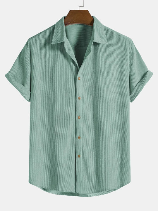 Herren Sommer Hemd Leicht Atmungsaktiv Cordstoff Stilvoll und Bequem-1