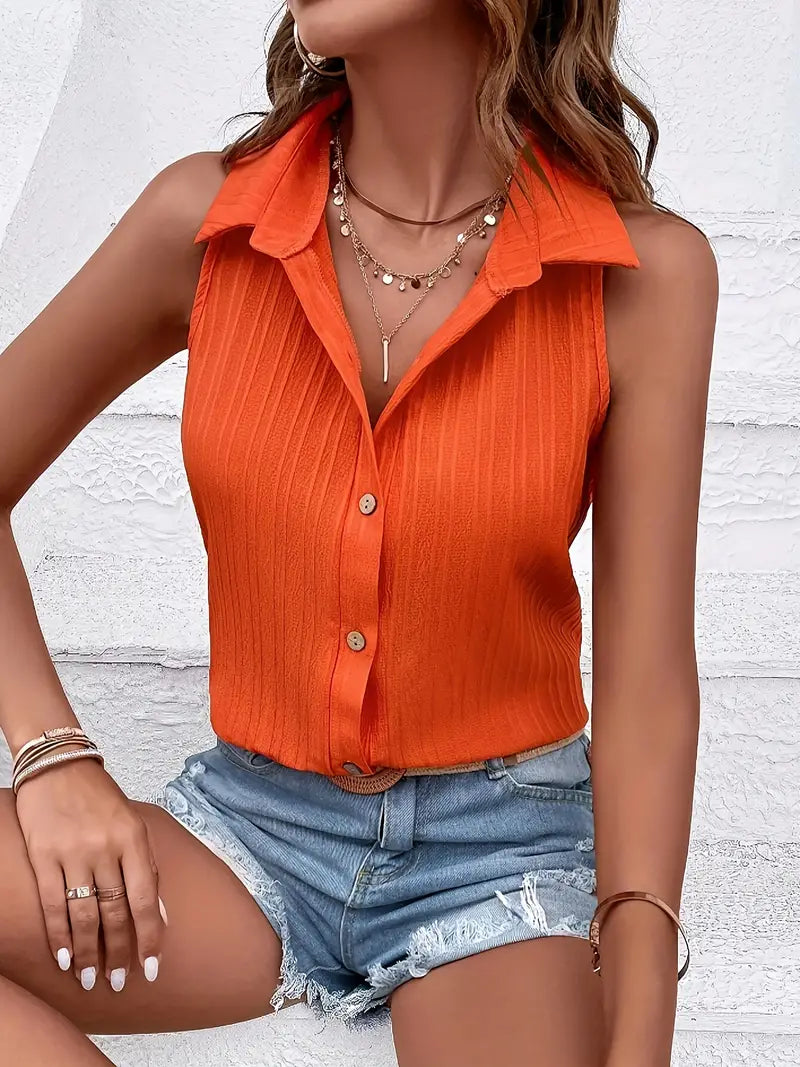Damen Shirt Ärmellos Trendy Baumwolle Atmungsaktiv-5