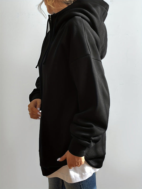 Damen Sport Hoodie Lässig mit Reißverschluss Baumwolle-2