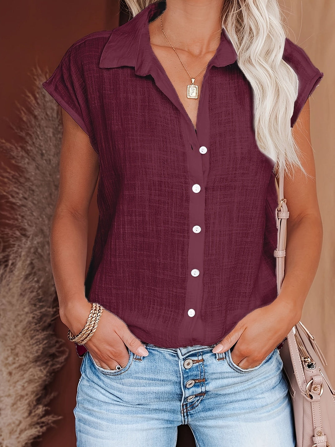 Variant image for Damen Sommerbluse Luftig Elegantes Design Baumwolle-19