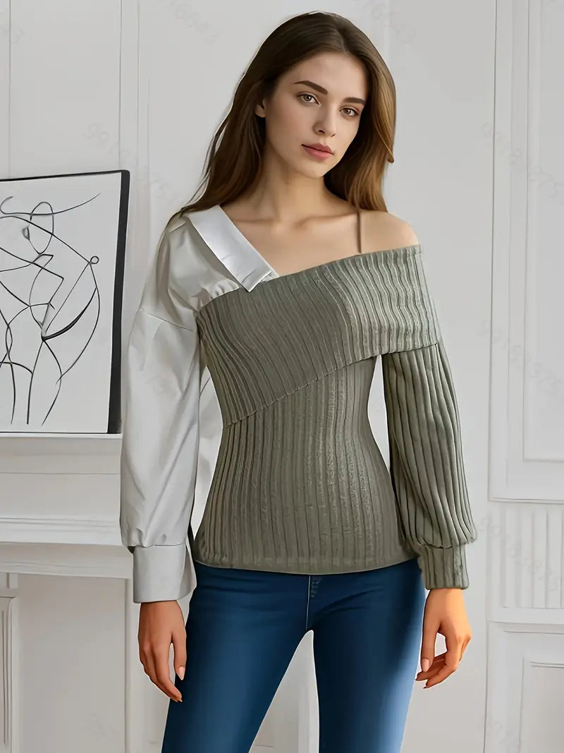Variant image for Damen Top Asymmetrisch Modernes Design Bequemer Polyester-1