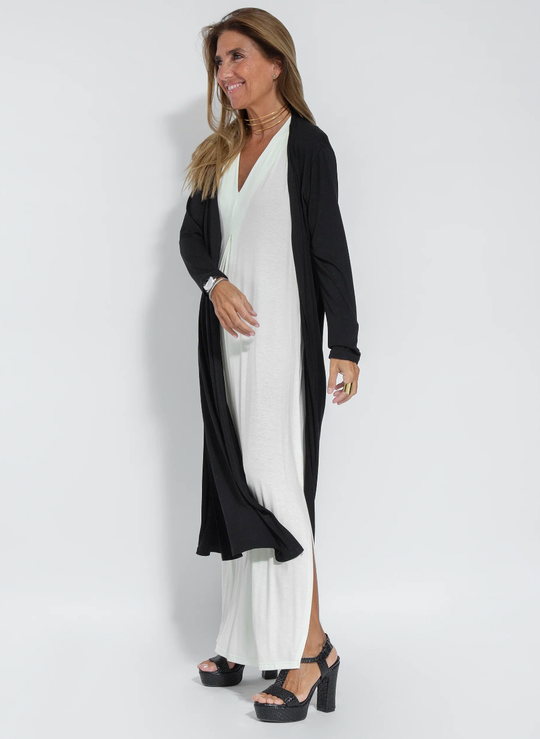 Variant image for Damen Langes Kleid und Weste Elegantes Design Baumwollmischung für Sommer-3