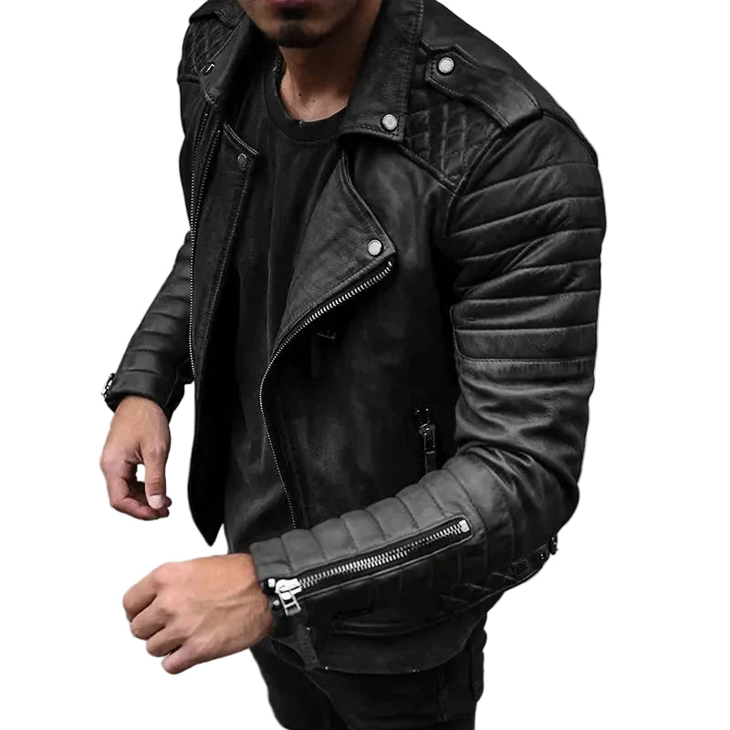Herren Lederjacke Urbaner Stil Hochwertiges Leder Schwarz-1