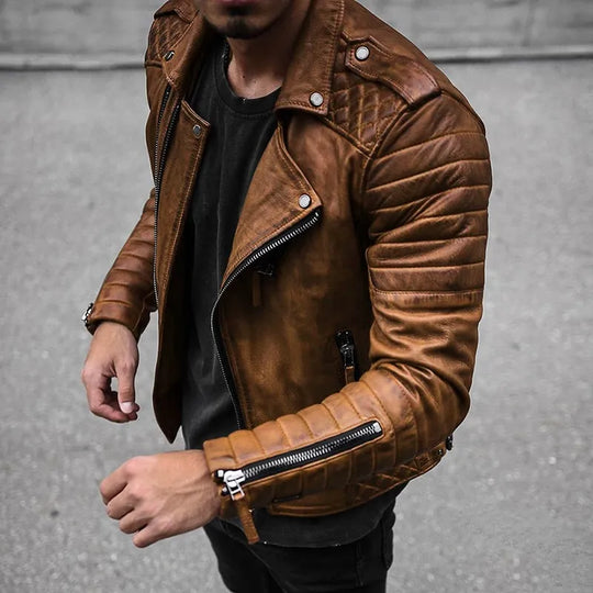 Herren Lederjacke Urbaner Stil Hochwertiges Leder Schwarz-3
