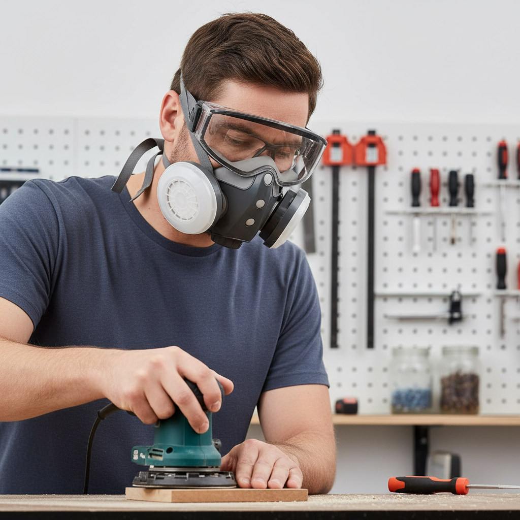 Atemschutzmaske mit integrierter Schutzbrille für Handwerksarbeiten 2