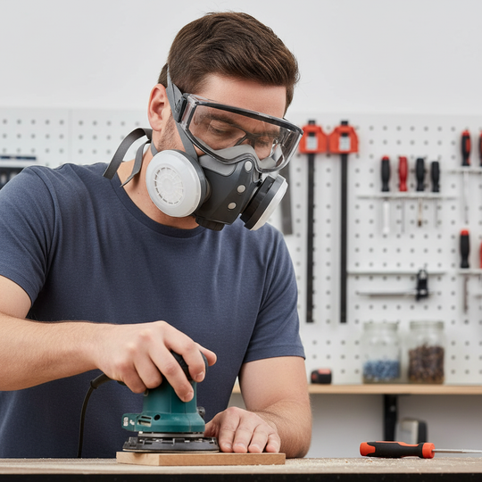 Atemschutzmaske mit integrierter Schutzbrille für Handwerksarbeiten 2