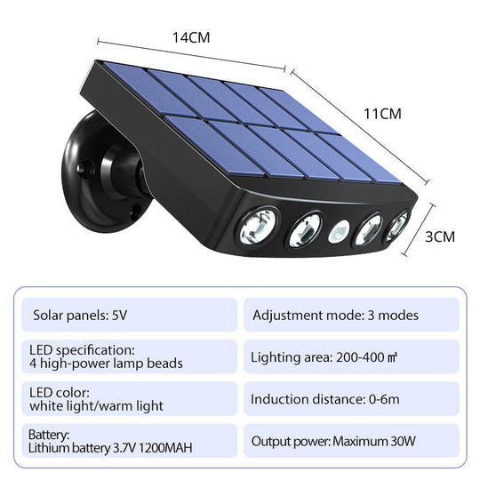 Außenleuchte mit Bewegungsmelder Solarbetriebene LED für Gärten und Terrassen 8