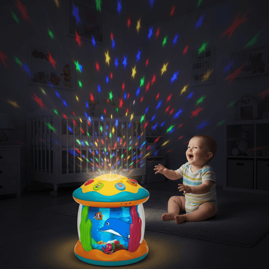 Babyspielzeug Trommel mit Licht und Klang für Babys ab 6 Monate, Spielzeug ab 1 Jahr, Fördert motorische Fähigkeiten 0