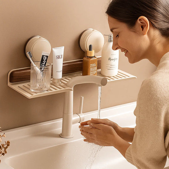 Badezimmer Ablage mit Saugnapf Modernes Design Praktische Ablagefläche für Utensilien 2