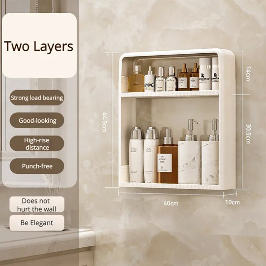 Badezimmer Regal Schmal Wandmontiert Ohne Bohren – Platzsparendes Organizer Regal für Utensilien 0