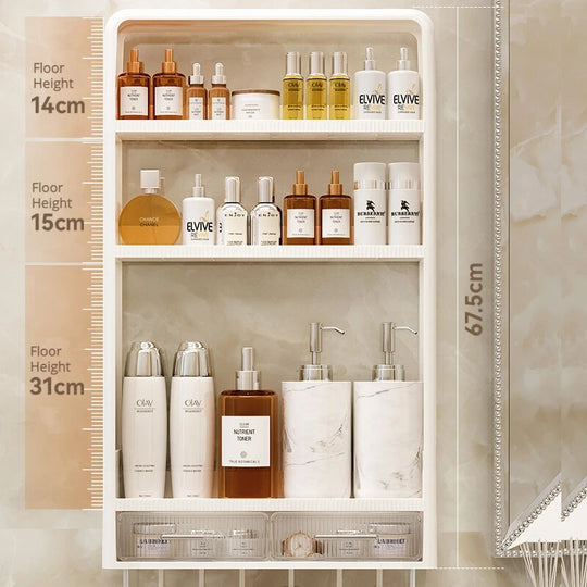 Badezimmer Regal Schmal Wandmontiert Ohne Bohren – Platzsparendes Organizer Regal für Utensilien 3
