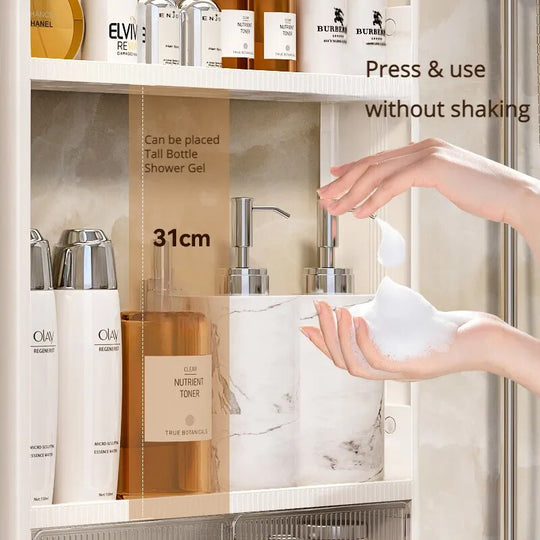 Badezimmer Regal Schmal Wandmontiert Ohne Bohren – Platzsparendes Organizer Regal für Utensilien 4