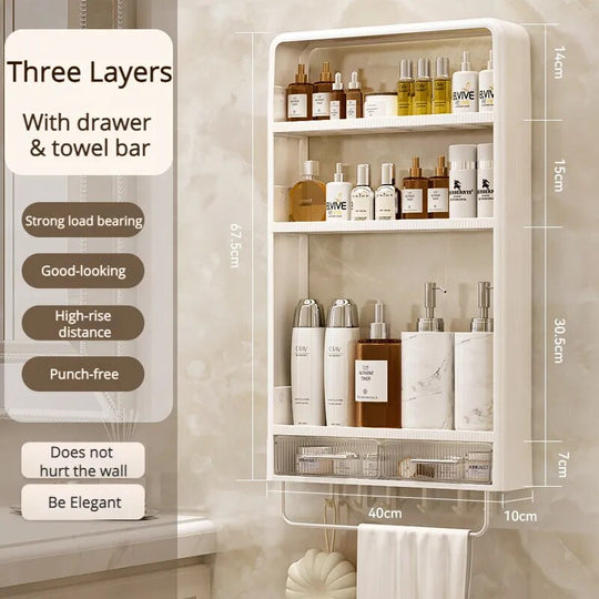 Badezimmer Regal Schmal Wandmontiert Ohne Bohren – Platzsparendes Organizer Regal für Utensilien 6