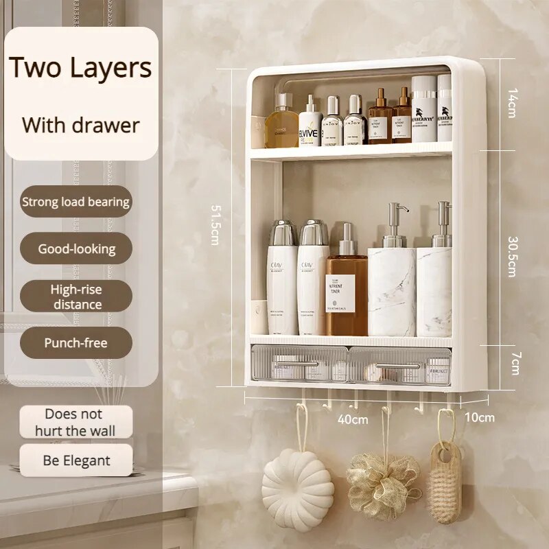 Badezimmer Regal Schmal Wandmontiert Ohne Bohren – Platzsparendes Organizer Regal für Utensilien 7