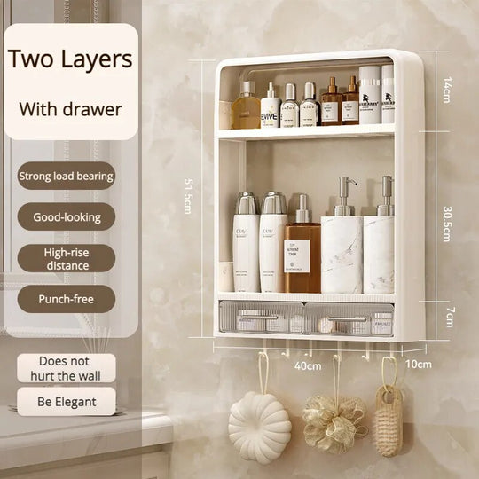 Badezimmer Regal Schmal Wandmontiert Ohne Bohren – Platzsparendes Organizer Regal für Utensilien 7