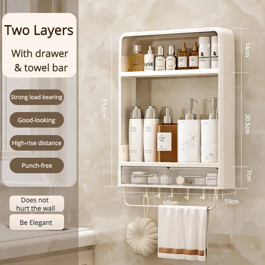 Badezimmer Regal Schmal Wandmontiert Ohne Bohren – Platzsparendes Organizer Regal für Utensilien 8