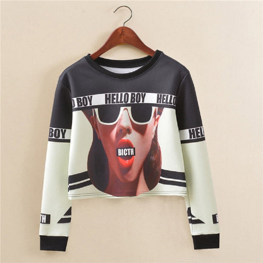 Bedrucktes Sweatshirt Mit Kragen